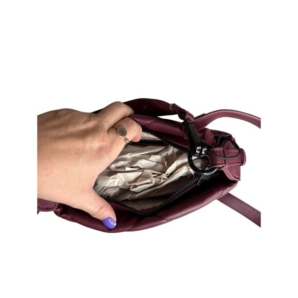 STEVE MADDEN Burgundy Crossbody Handbag Quilted Top-Handle Purse/ Credit Card Wa - Picture 5 of 8